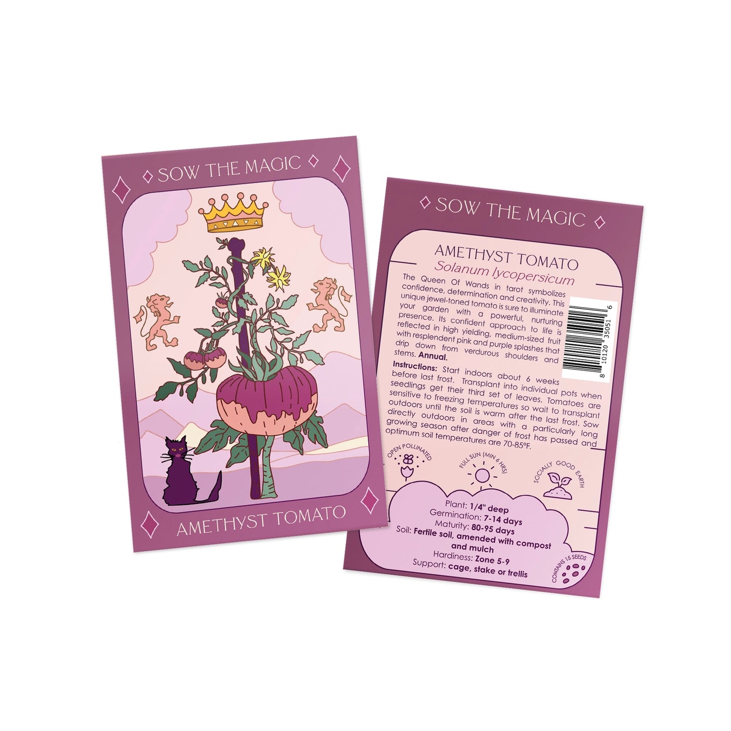 Sow the Magic Amethyst Tomato Tarot Seed Packet