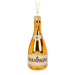 Glass Champagne Bottle Ornament