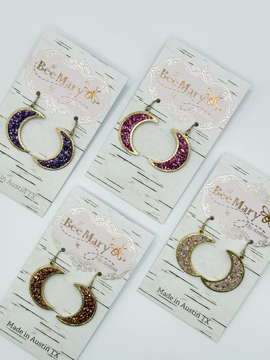 Bee Mary Crushed Crescent Earrings