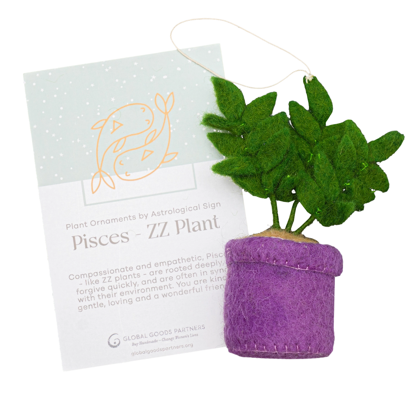 Global Goods Partners Felted Zodiac House Plant Ornaments