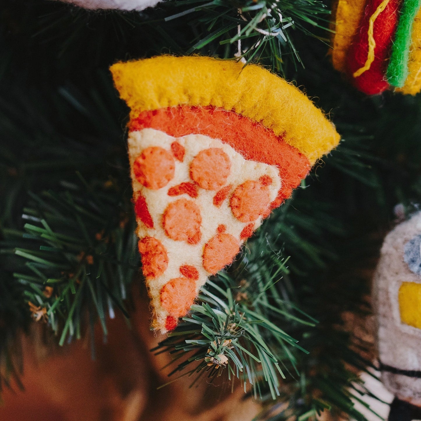 Global Goods Partners Felted Pizza Ornament