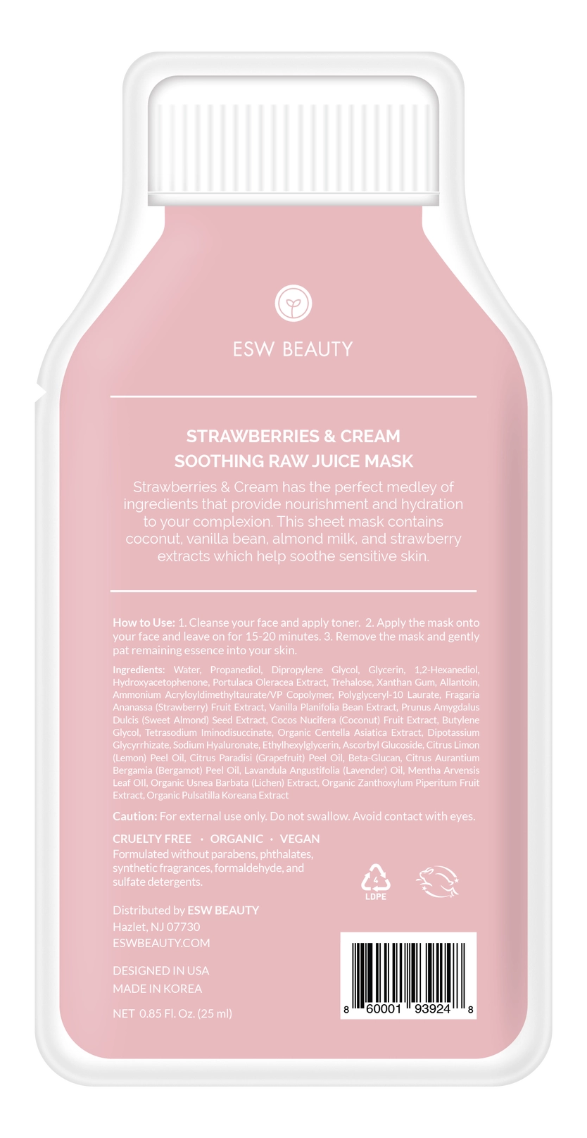 ESW Beauty Strawberries + Cream Soothing Raw Juice Sheet Mask